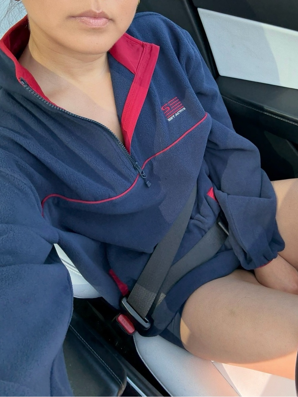 SET Active Sail Navy Microfleece Flag Half-Zip Pullover with Red Trim
